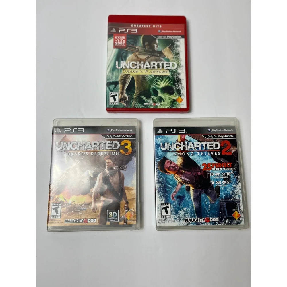 Uncharted Trilogy PS3 Games Bundle Drakes Fortune 2 Among Thieves 3 Deception